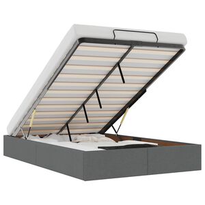 vidaXL Ottoman Bed Frame without Mattress Dark Grey Double Fabric