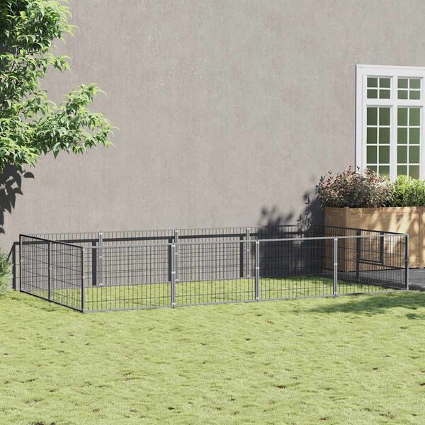 vidaXL Dog Kennel Silver 8 m&sup2; Steel