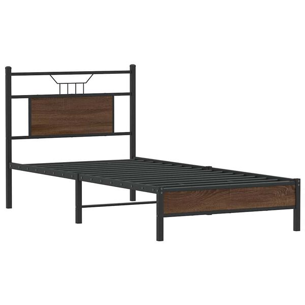 vidaXL Bed Frame without Mattress Brown Oak 75x190 cm Small Single Engineered Wood