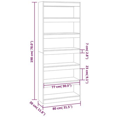 vidaXL Book Cabinet/Room Divider Grey Sonoma 80x30x198 cm Engineered Wood