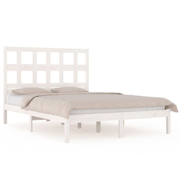 vidaXL Bed Frame without Mattress White 140x200 cm Solid Wood Pine