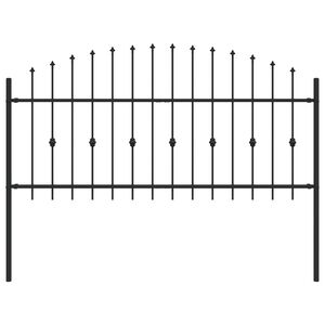vidaXL Spike Fence Black 200 x 130 cm Powder-Coated Steel