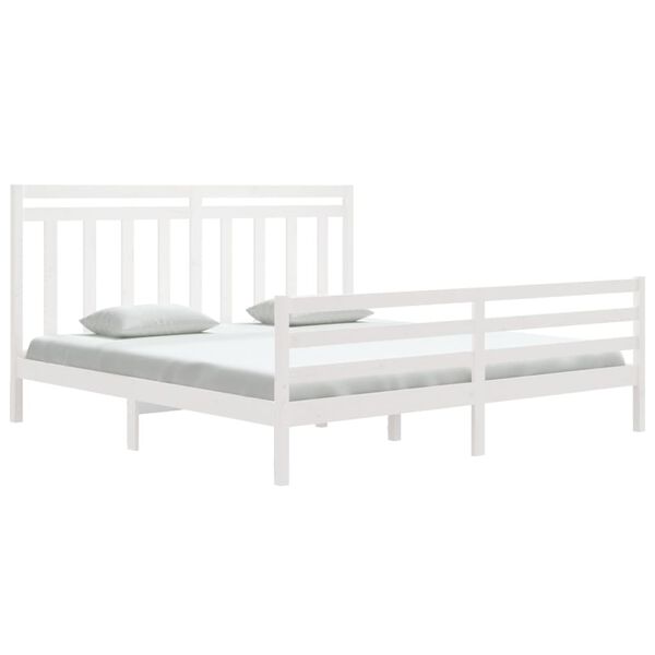 vidaXL Bed Frame without Mattress White 180x200 cm Super King Solid Wood