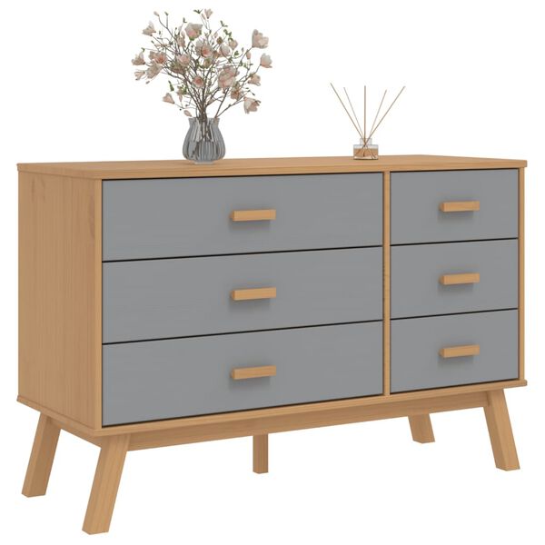 vidaXL Drawer Cabinet OLDEN Grey and Brown Solid Wood Pine