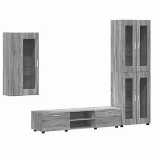 vidaXL TV Cabinet Set with Drawer FLORIN Grey Sonoma Engineered Wood