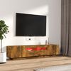 vidaXL 2 Piece TV Cabinet Set with LED Lights Smoked Oak Engineered Wood