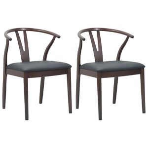 vidaXL Dining Chair 2 pcs Light Brown and Black Solid Rubber Wood