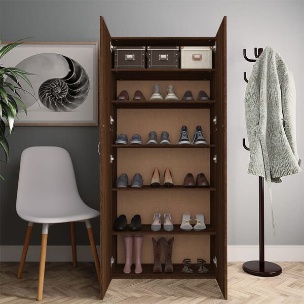 vidaXL Shoe Cabinet Brown Oak 80x35.5x180 cm Engineered Wood