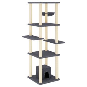 vidaXL Cat Tree with Sisal Scratching Posts Dark Grey 154 cm