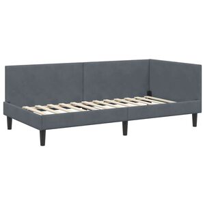 vidaXL Corner Bed Frame Dark Grey 100 cm x 200 cm Velvet