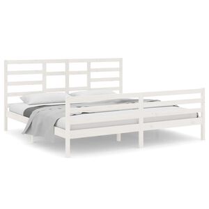 vidaXL Bed Frame without Mattress White Solid Wood 200x200 cm