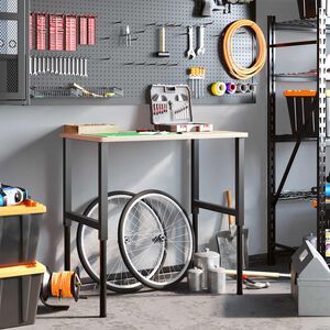 vidaXL Adjustable Work Bench Frames 2 pcs Metal 55x(69-95.5) cm Black