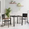 vidaXL Garden Dining Set with Cushion 3 pcs Black Poly Rattan