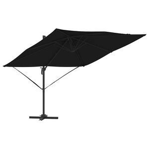 vidaXL Roma Parasol Black 286 x 285 x 265 cm Polyester and Aluminium