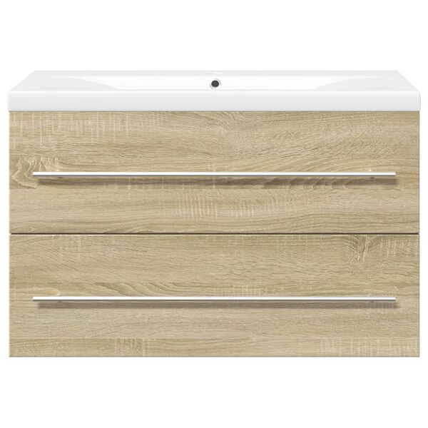 vidaXL 2 Piece Bathroom Furniture Set Sonoma Oak Engineered Wood