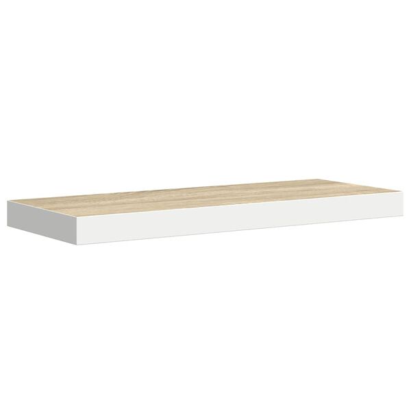 vidaXL Floating Wall Shelf Oak and White 60x23.5x3.8 cm MDF