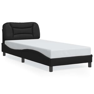 vidaXL Bed Frame without Mattress "Hvar" Black 90x190 cm Single Faux Leather