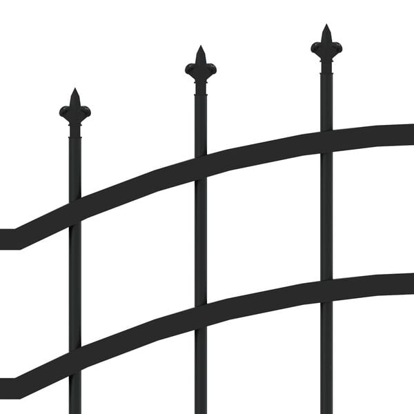 vidaXL Garden Fence with Spear Top Black 239x100 cm Powder-coated Steel