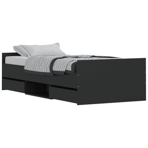 vidaXL Bed Frame without Mattress Black 90x190 cm Single