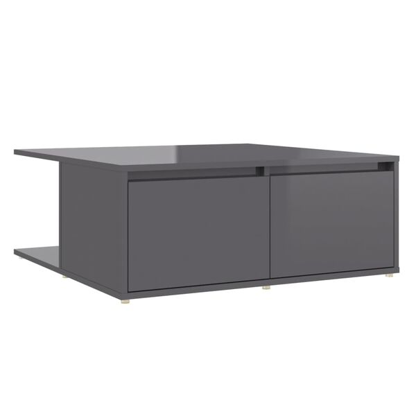 vidaXL Coffee Table High Gloss Grey 80x80x31 cm Engineered Wood