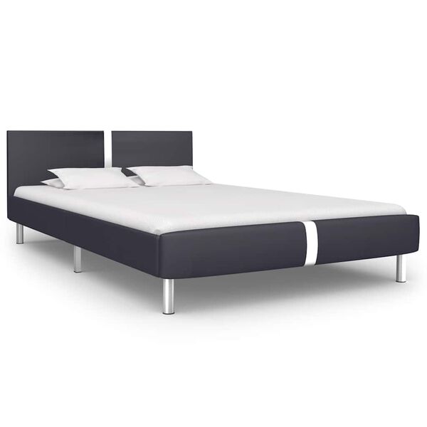 vidaXL Bed Frame without Mattress Black Faux Leather 135x190 cm Double