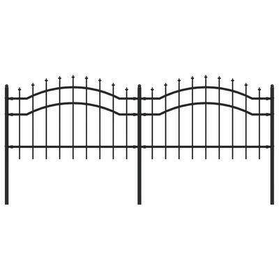 vidaXL Garden Fence with Spear Top Black 115 cm Powder-coated Steel