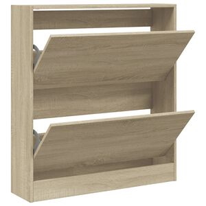 vidaXL Shoe Cabinet Sonoma Oak 80x21x87.5 cm Engineered Wood