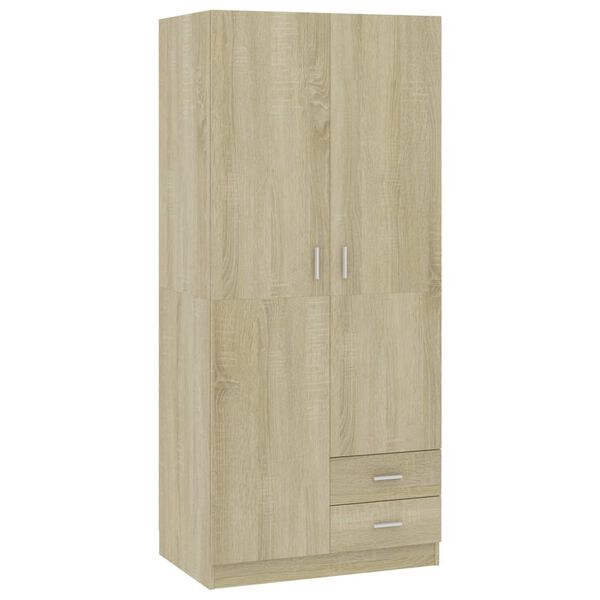 vidaXL Wardrobe Sonoma Oak 80x52x180 cm Engineered Wood