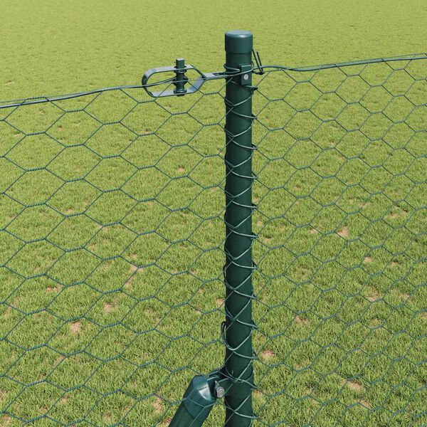 vidaXL Fence Post Green 100 x 1.6 m (36 mm mesh) Steel and PVC