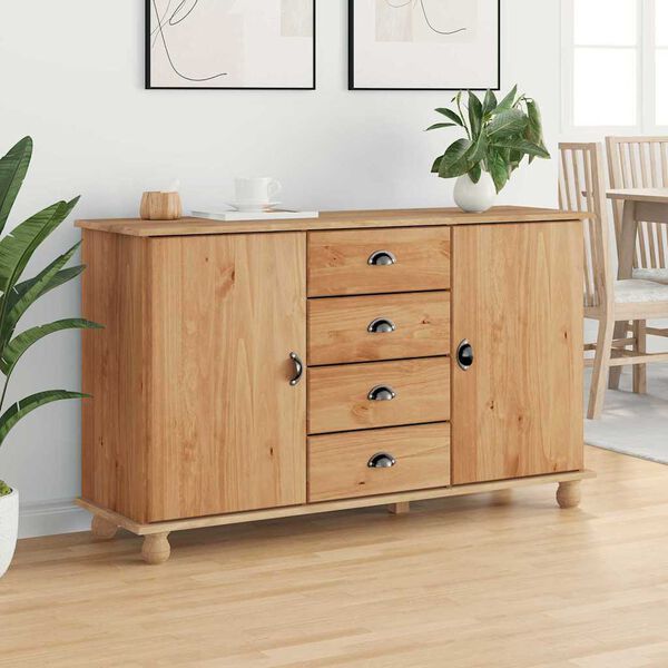 vidaXL Sideboard with Drawer ASKIM 133.5 x 40 x 79 cm Solid pine wood