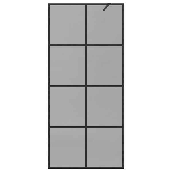 vidaXL Walk-in Shower Wall Black 90 x 195 cm Tempered Glass