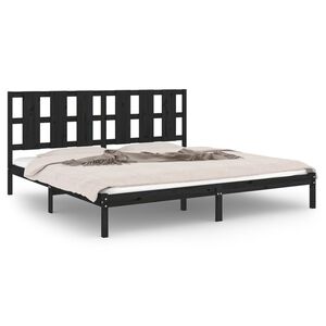 vidaXL Bed Frame without Mattress Black 200x200 cm Solid Wood Pine