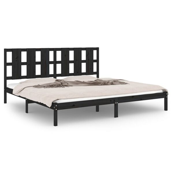 vidaXL Bed Frame without Mattress Black 200x200 cm Solid Wood Pine