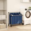 vidaXL Laundry Sorter with 4 Bags Blue Steel