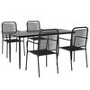vidaXL 5 Piece Garden Dining Set Black Cotton Rope and Steel