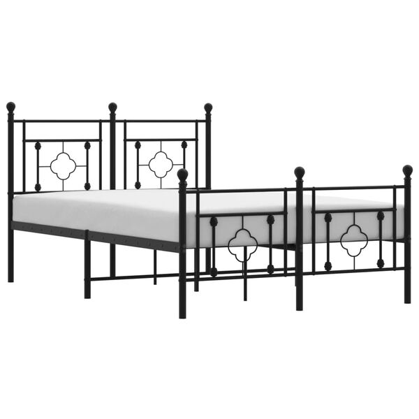 vidaXL Metal Bed Frame without Mattress with Footboard Black 120x190cm