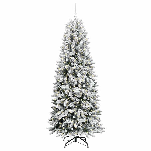vidaXL Artificial Christmas Tree with 300 LEDs with Stand White 210 cm