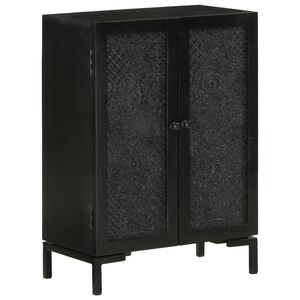 vidaXL Sideboard Black 55x30x77 cm Solid Wood Mango and Iron
