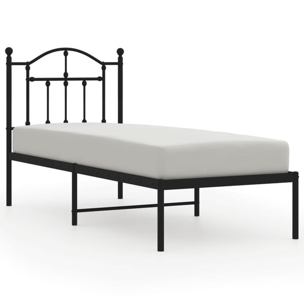 vidaXL Metal Bed Frame without Mattress with Headboard Black 75x190cm