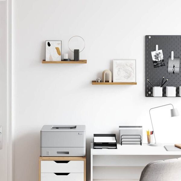 vidaXL Wall Shelf with Shelf 2 pcs Brown 40 x 9 x 3 cm Engineered Wood