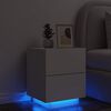 vidaXL Bedside Cabinet with LED Lights White Engineered Wood