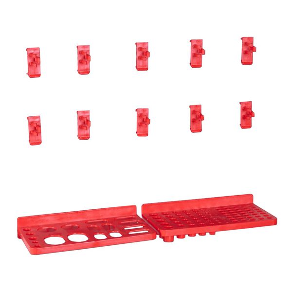 vidaXL 103 Piece Storage Bin Kit with Wall Panels Red and Black