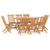 vidaXL 9 Piece Folding Outdoor Dining Set Solid Teak Wood