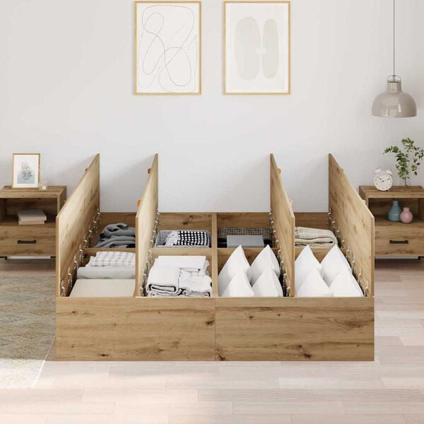 vidaXL Bed Frame with Storage Artisan oak 150 x 200 cm Engineered wood