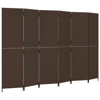vidaXL Room Divider 6 Panels Brown Poly Rattan