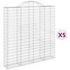vidaXL Arched Gabion Baskets 5 pcs 200x30x200/220 cm Galvanised Iron