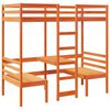 vidaXL Loft Bed Frame with Desk and Chairs Wax Brown 90x200cm Solid Wood Pine