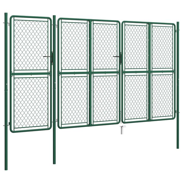 vidaXL Garden Gate Steel 200x395 cm Green
