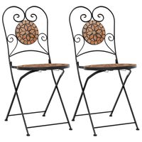 vidaXL Bistro Chairs Foldable 2 pcs Terracotta Ceramic