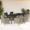 vidaXL 7 Piece Garden Dining Set with Cushions Light Grey Poly Rattan